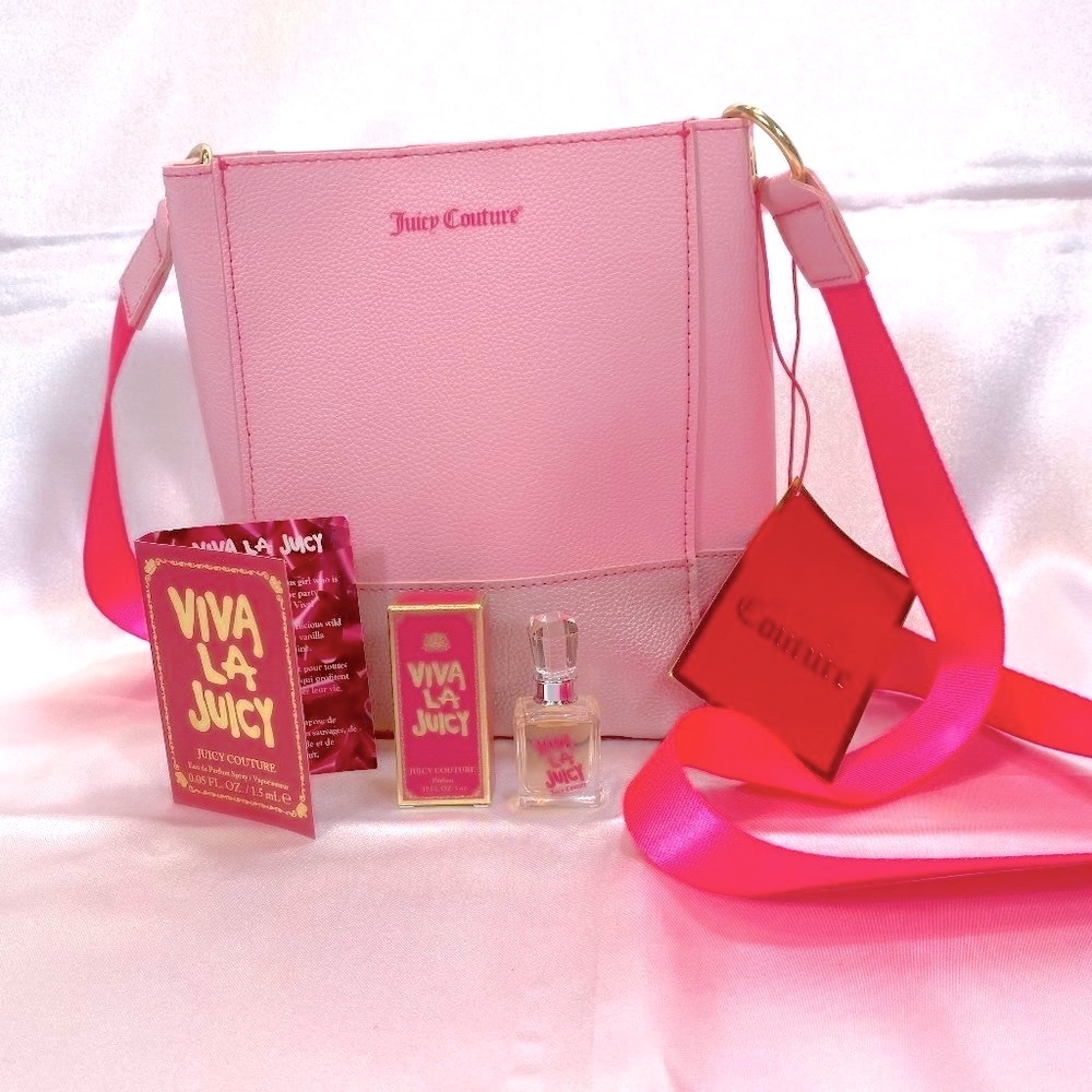 Juicy Couture Set-Pink Crossbody Bag,Viva La Juicy EDP,Spray-5ml,1.5ml-3pc-NEW